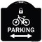 Signmission Parking W/ Lock Cycle & Bidirectional Arrow Heavy-Gauge Aluminum Sign, 18" x 18", BW-1818-23475 A-DES-BW-1818-23475 - alternate 1